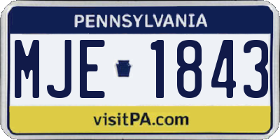 PA license plate MJE1843