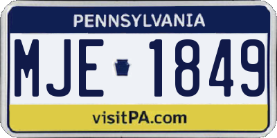 PA license plate MJE1849