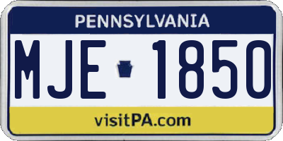 PA license plate MJE1850