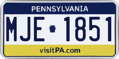 PA license plate MJE1851