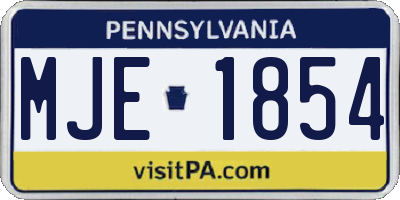 PA license plate MJE1854