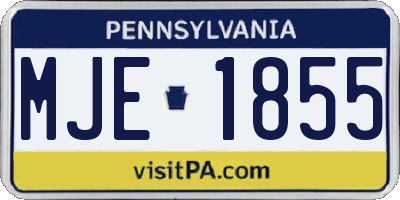 PA license plate MJE1855