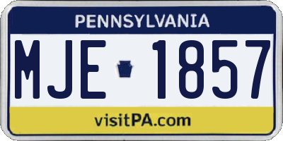 PA license plate MJE1857