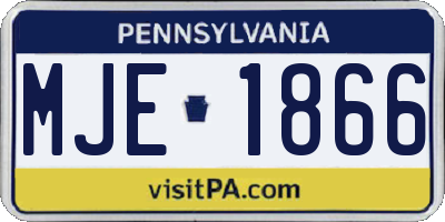 PA license plate MJE1866