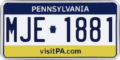 PA license plate MJE1881