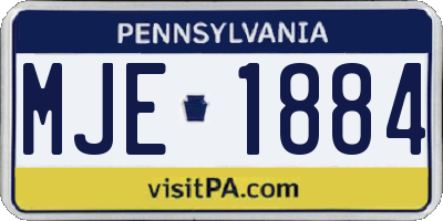 PA license plate MJE1884