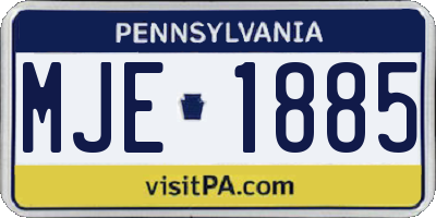 PA license plate MJE1885