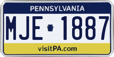 PA license plate MJE1887