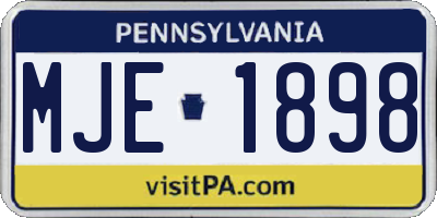 PA license plate MJE1898