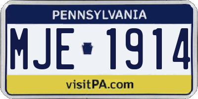 PA license plate MJE1914