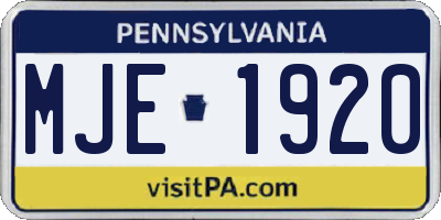 PA license plate MJE1920