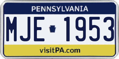 PA license plate MJE1953