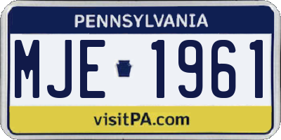 PA license plate MJE1961