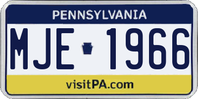 PA license plate MJE1966