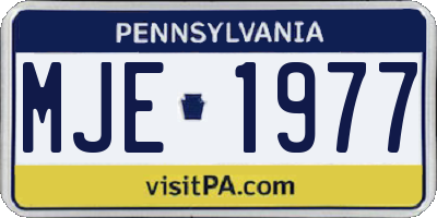 PA license plate MJE1977