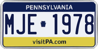 PA license plate MJE1978
