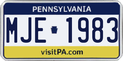 PA license plate MJE1983