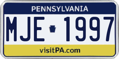 PA license plate MJE1997