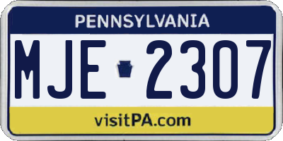 PA license plate MJE2307