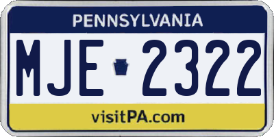 PA license plate MJE2322