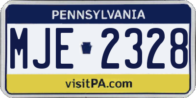 PA license plate MJE2328