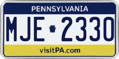 PA license plate MJE2330