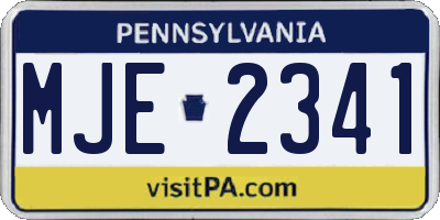PA license plate MJE2341