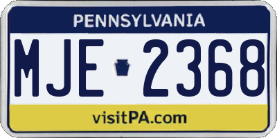 PA license plate MJE2368