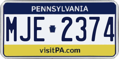 PA license plate MJE2374