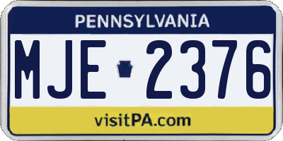 PA license plate MJE2376