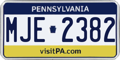 PA license plate MJE2382