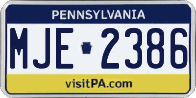PA license plate MJE2386