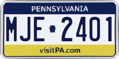 PA license plate MJE2401