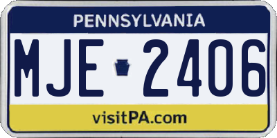 PA license plate MJE2406