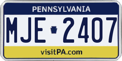 PA license plate MJE2407
