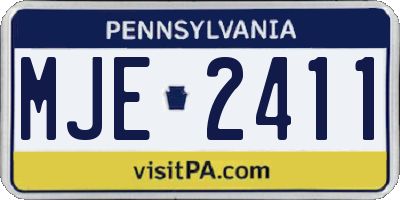 PA license plate MJE2411