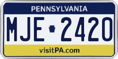 PA license plate MJE2420