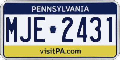 PA license plate MJE2431