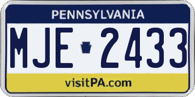 PA license plate MJE2433