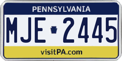 PA license plate MJE2445