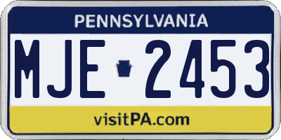 PA license plate MJE2453
