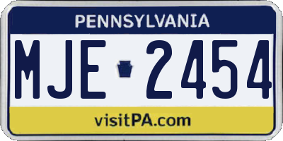 PA license plate MJE2454