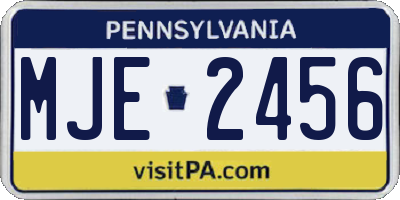 PA license plate MJE2456
