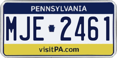 PA license plate MJE2461