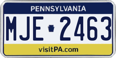 PA license plate MJE2463