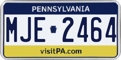 PA license plate MJE2464