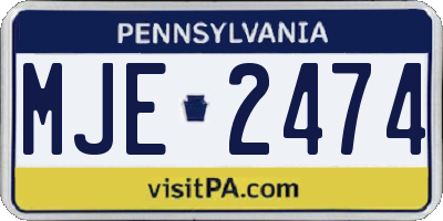 PA license plate MJE2474