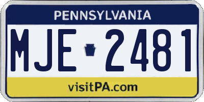 PA license plate MJE2481