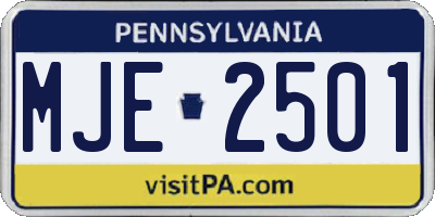 PA license plate MJE2501
