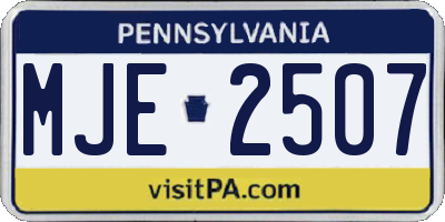 PA license plate MJE2507